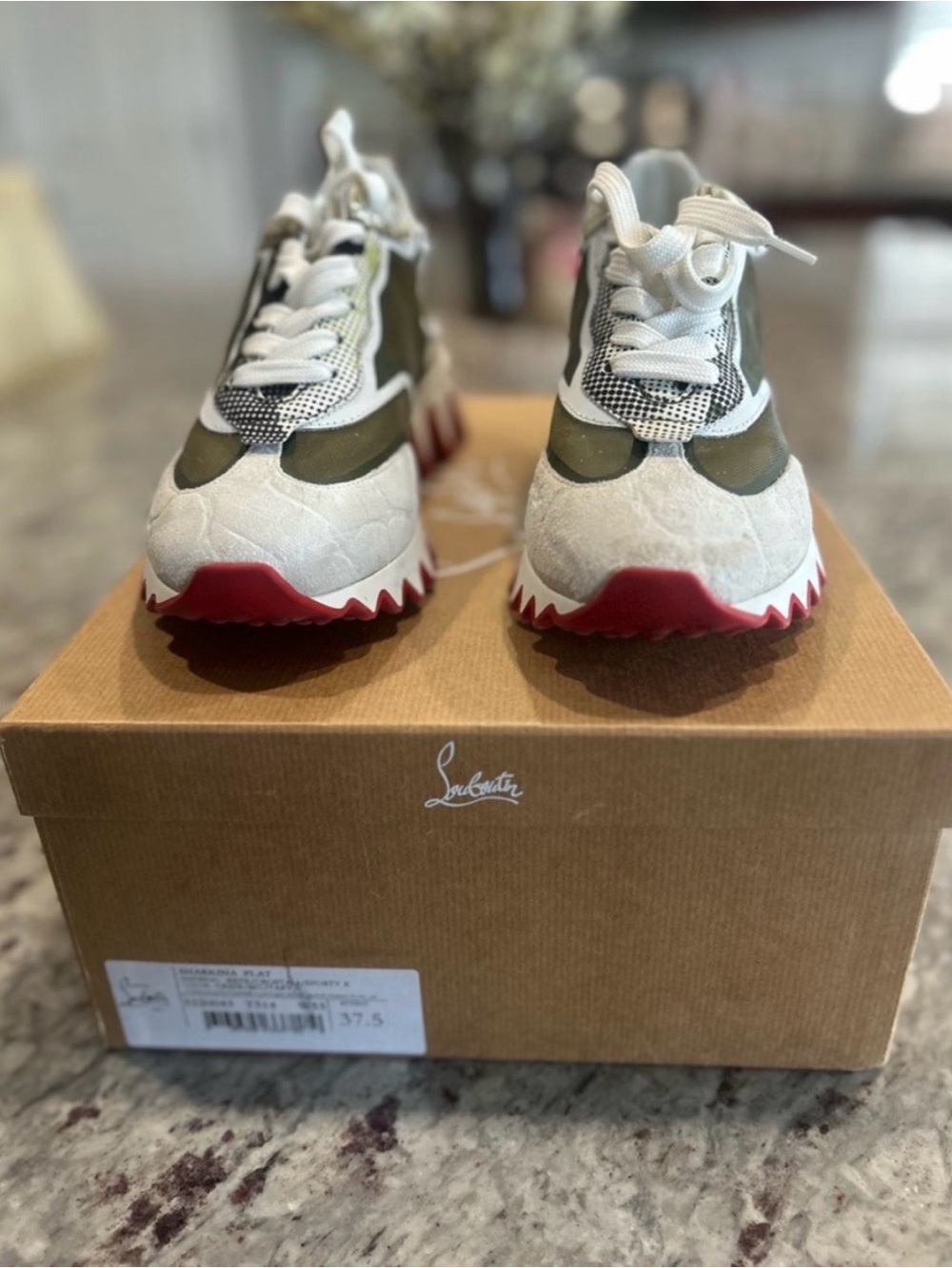 Christian Louboutin Women's White, Olive & Red Sneakers
